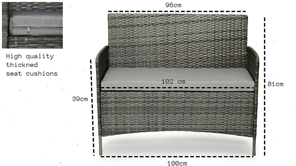 4-Seater Grey Rattan Garden Sofa Set | Weatherproof Outdoor Patio Furniture
