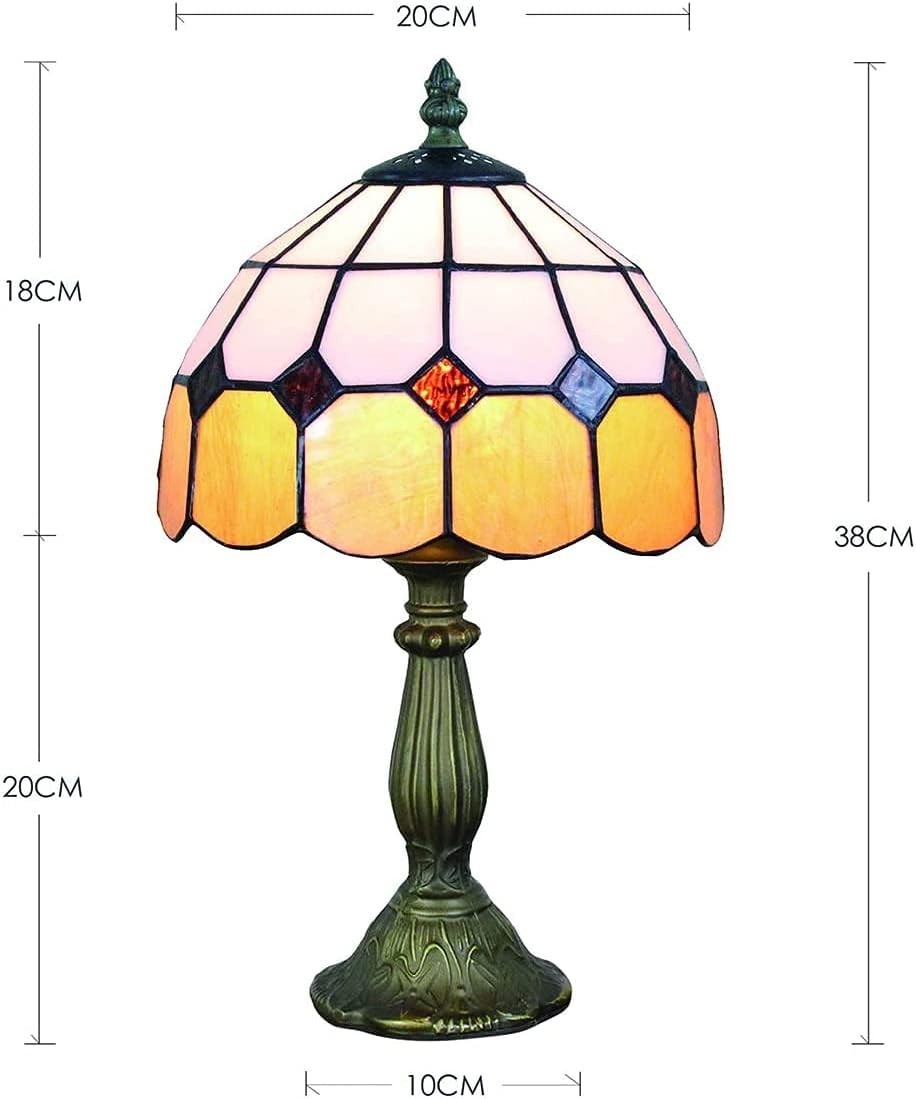 8" Tiffany Style Stained Glass Table Lamp Bedside Night Light with Bulb