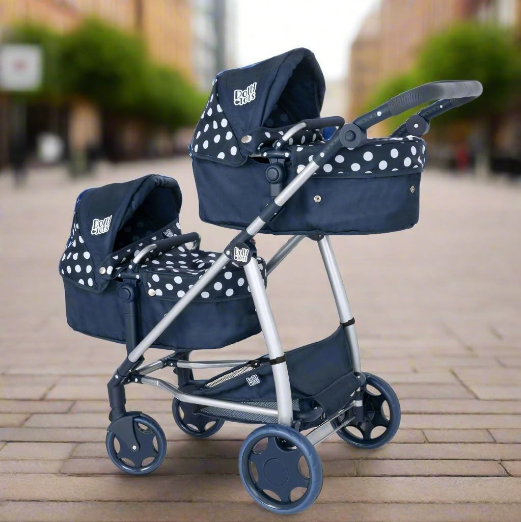 Twin Dolls Pram Double Pushchair Foldable Toy Stroller Adjustable Handle