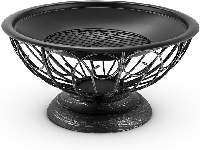 Large Outdoor Fire Pit BBQ Grill Bowl 75cm Steel Garden Heater Fireplace Safe