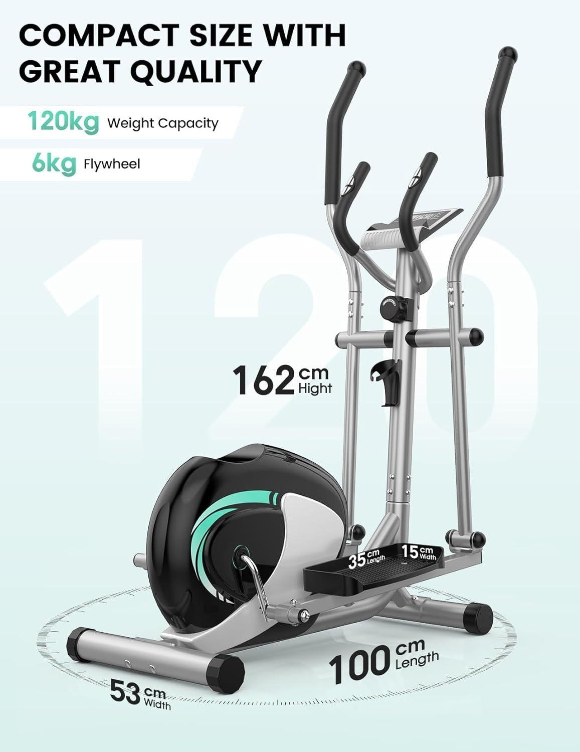 Quiet Elliptical Cross Trainer 8-Level Magnetic Resistance Home Gym