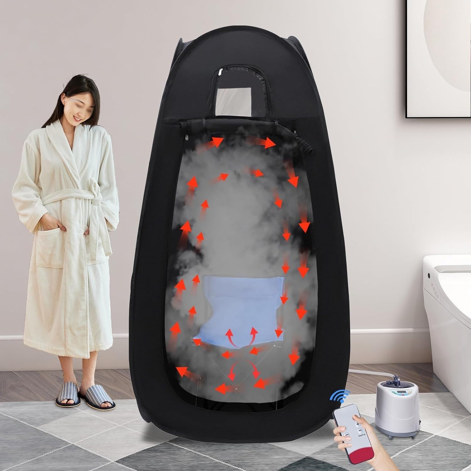Full Size Portable Steam Sauna Tent Home Spa 2L Fast Heat 99-Min Timer Chair