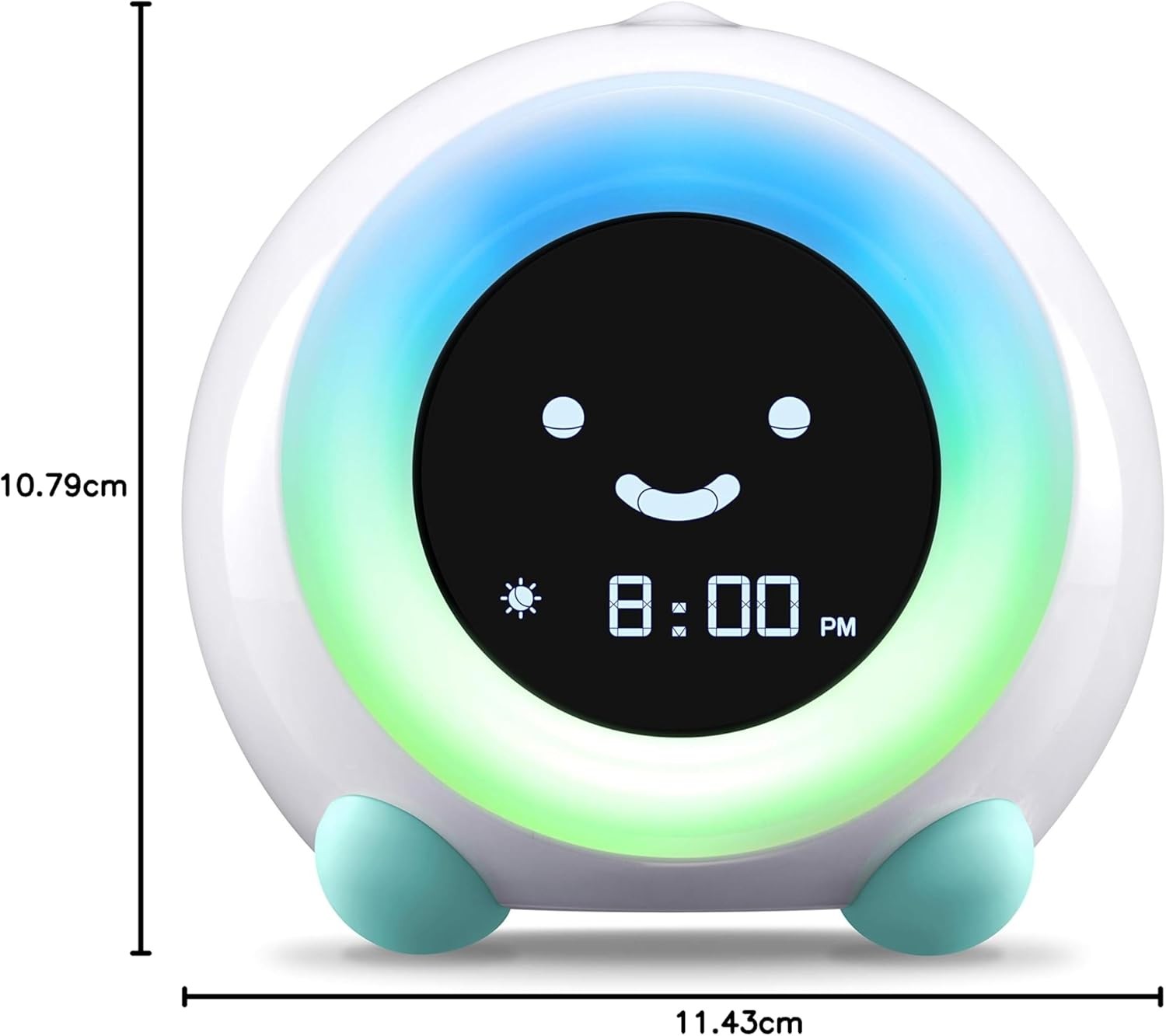 Kids Sleep Trainer Alarm Clock Night Light Sound Machine Arctic Blue