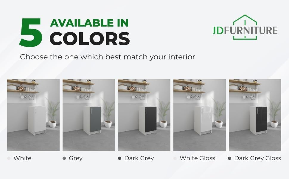 Modern 400mm White Matt Kitchen Base Cabinet Cupboard Storage Unit
