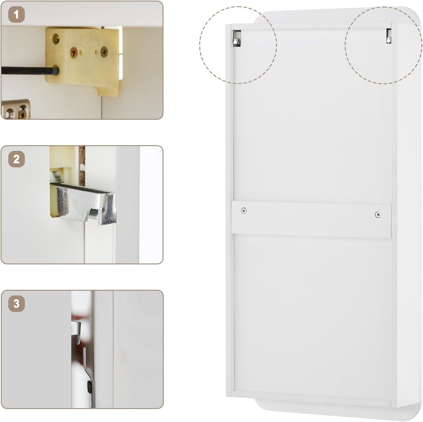 Wall Mounted Mirror Bathroom Cabinet 90cm with Storage Shelf & 3 Tiers
