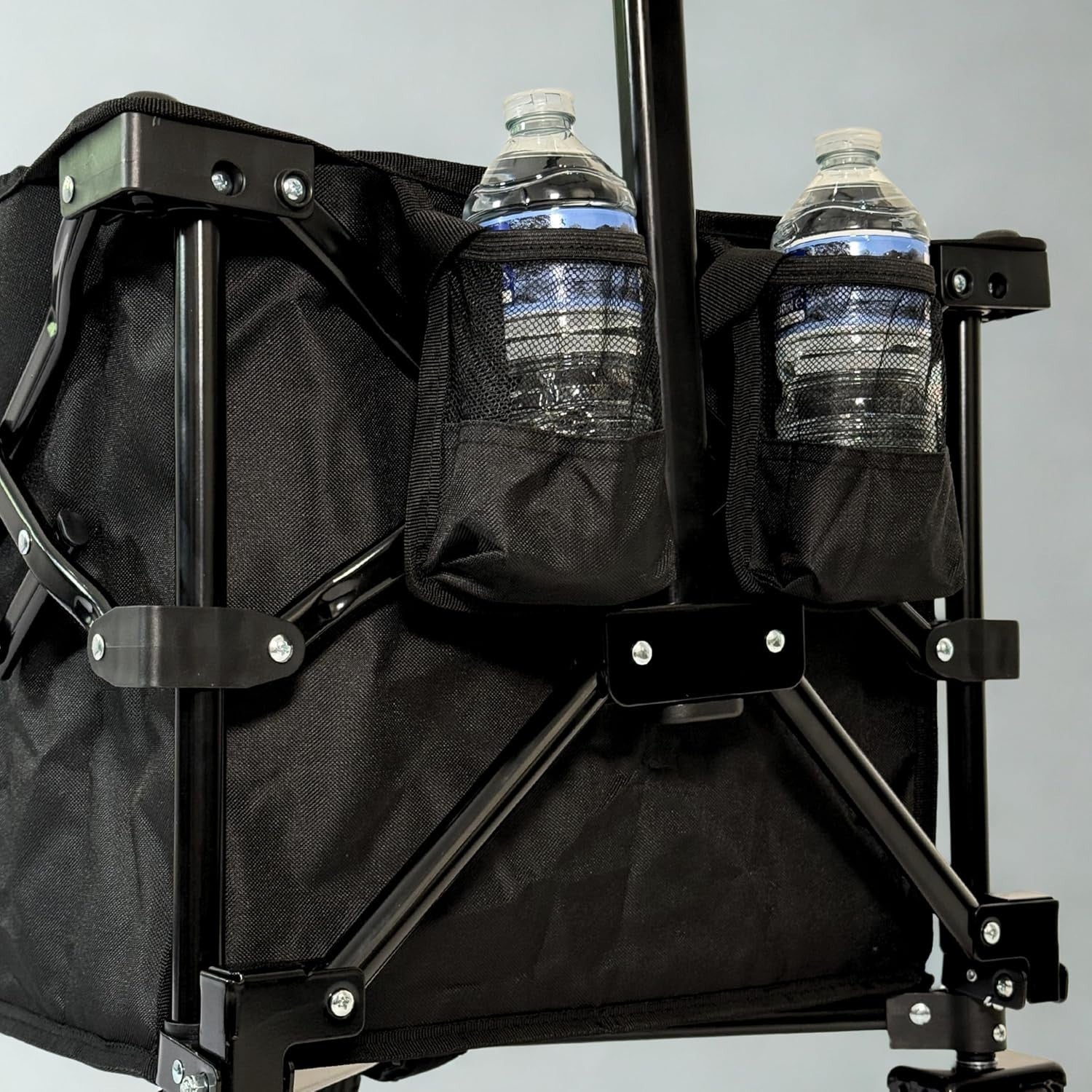 Black 120L Folding Camping Wagon Wide Wheel Festival Trolley Adjustable Handle