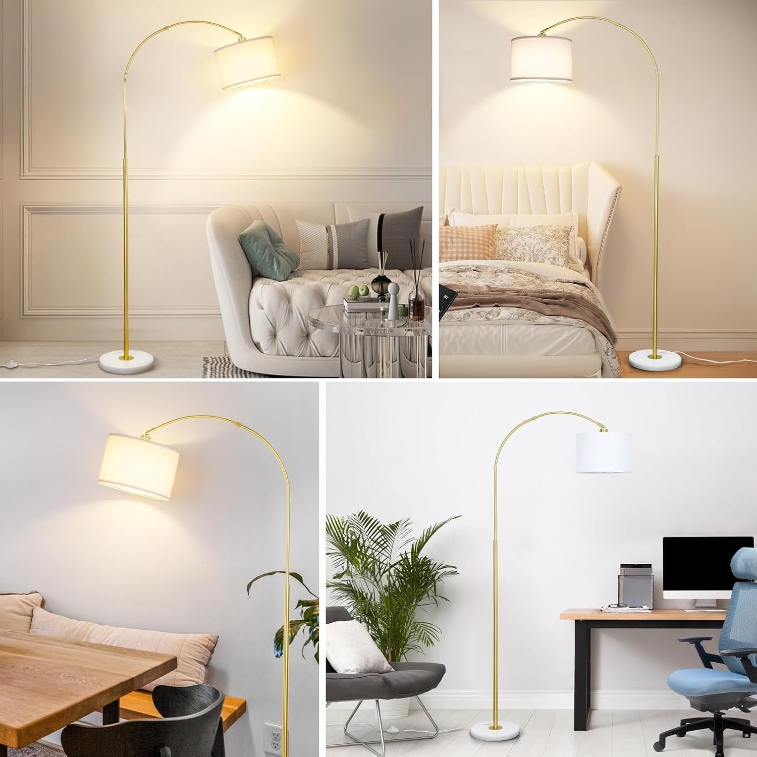 Modern Arc Floor Lamp with Remote Dimmable LED Light for Living & Bedroom