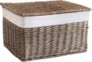 Large Wicker Laundry Hamper with Lid & Cotton Liner – Bedroom Bathroom Storage B