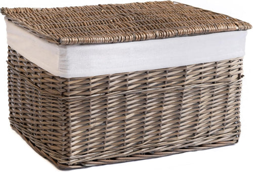 Large Wicker Laundry Hamper with Lid & Cotton Liner – Bedroom Bathroom Storage B