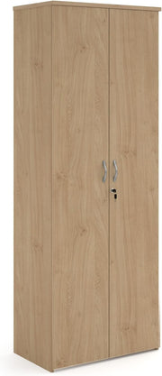 Kendal Oak Storage Cupboard 2 Door Tall Lockable Cabinet with 5 Shelves 214cm