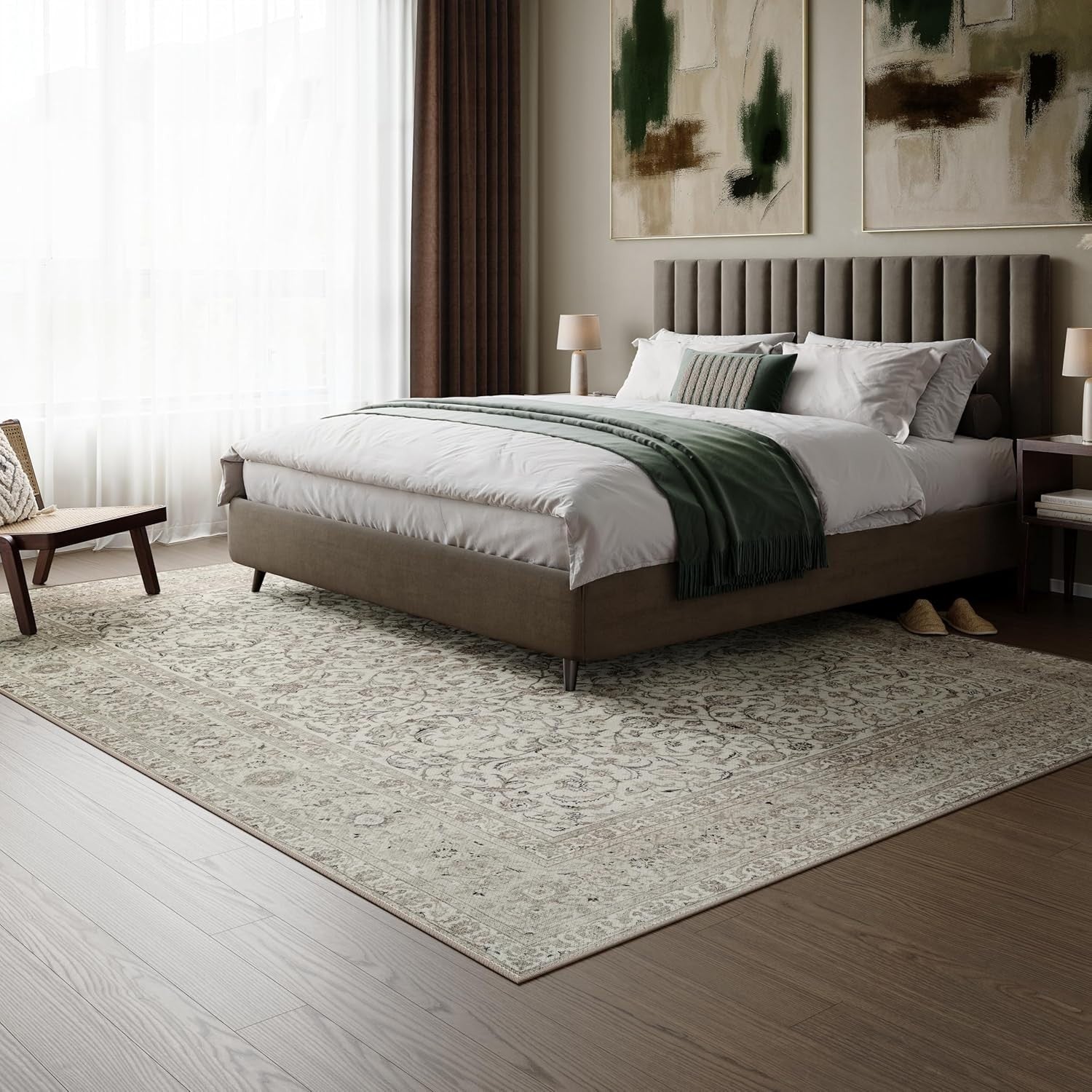 Large Washable Rug 240x330cm Soft Non-Slip Short Pile Area Carpet Living Room