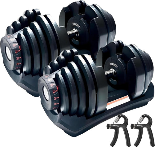 Dial Adjustable Dumbbells Pair 5–40kg Space Saving Strength Set