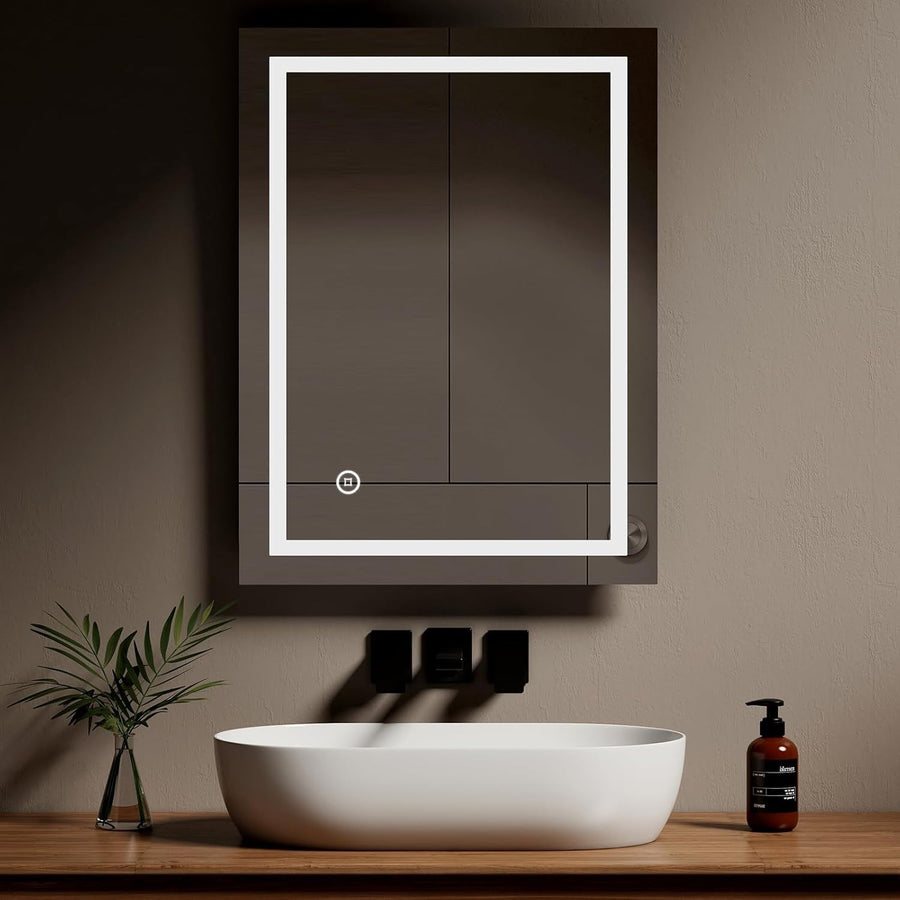 LED Bathroom Mirror 80x60cm with Shaver Socket & Anti-Fog Touch Control
