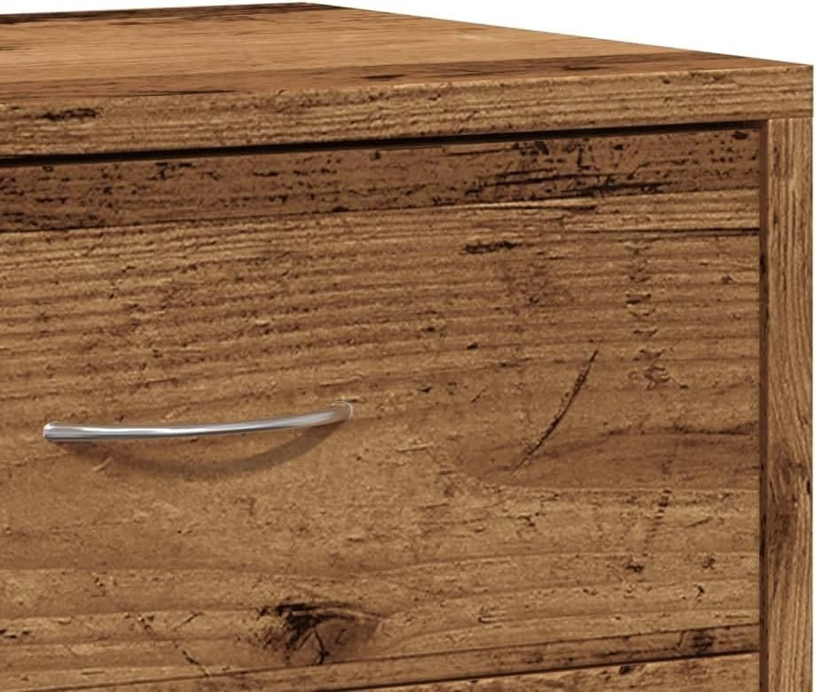 Set of 2 Rustic Oak Bedside Tables | 2 Drawer Wooden Nightstands 40x30x40cm