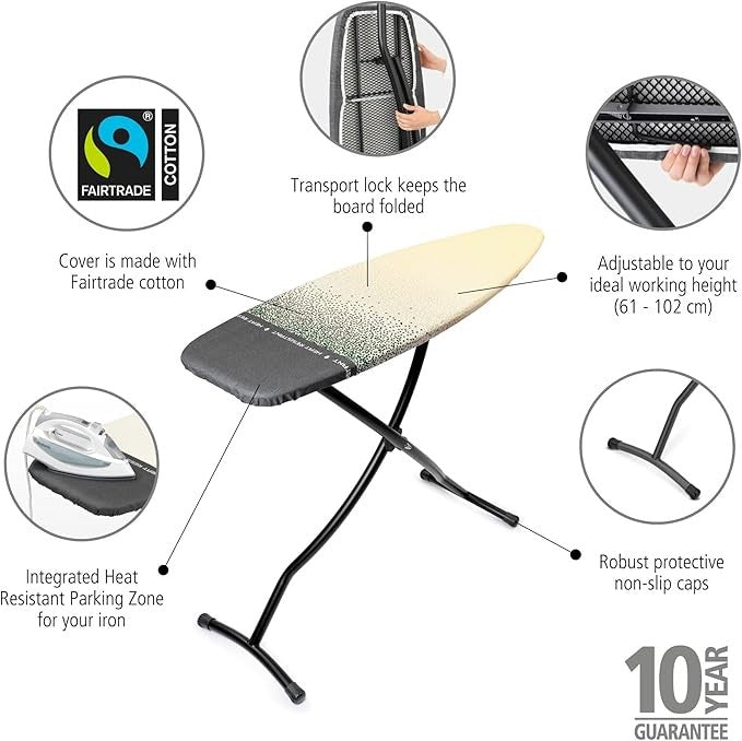 Extra Large XL Ironing Board 135x45cm Heat Resistant Steam Zone