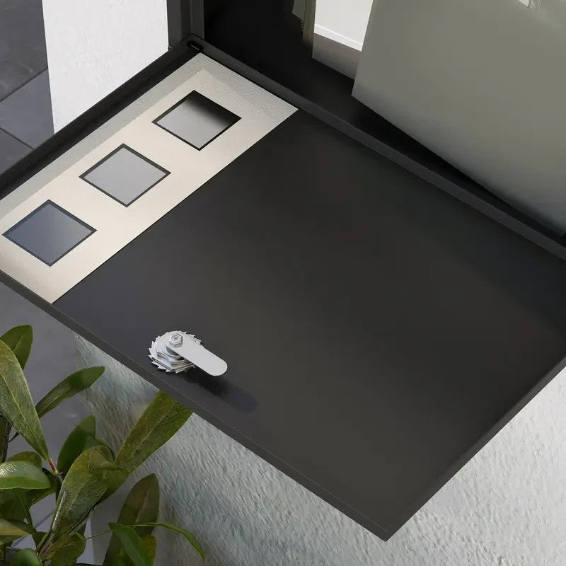 Wall Mounted Post Box with Lock – Modern Black Steel Mailbox