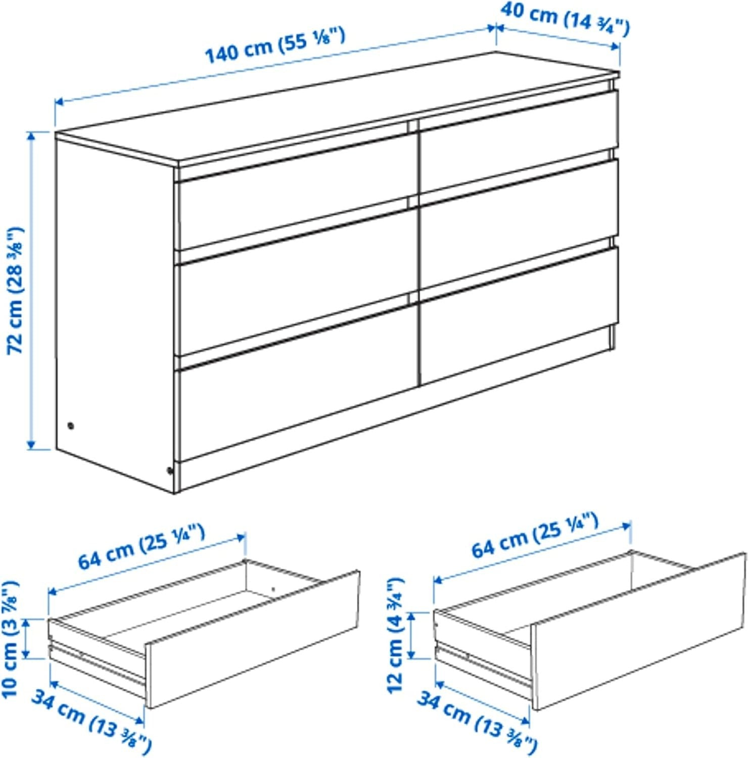 White 6 Drawer Chest Soft Close Storage Cabinet Bedroom Organizer Unit