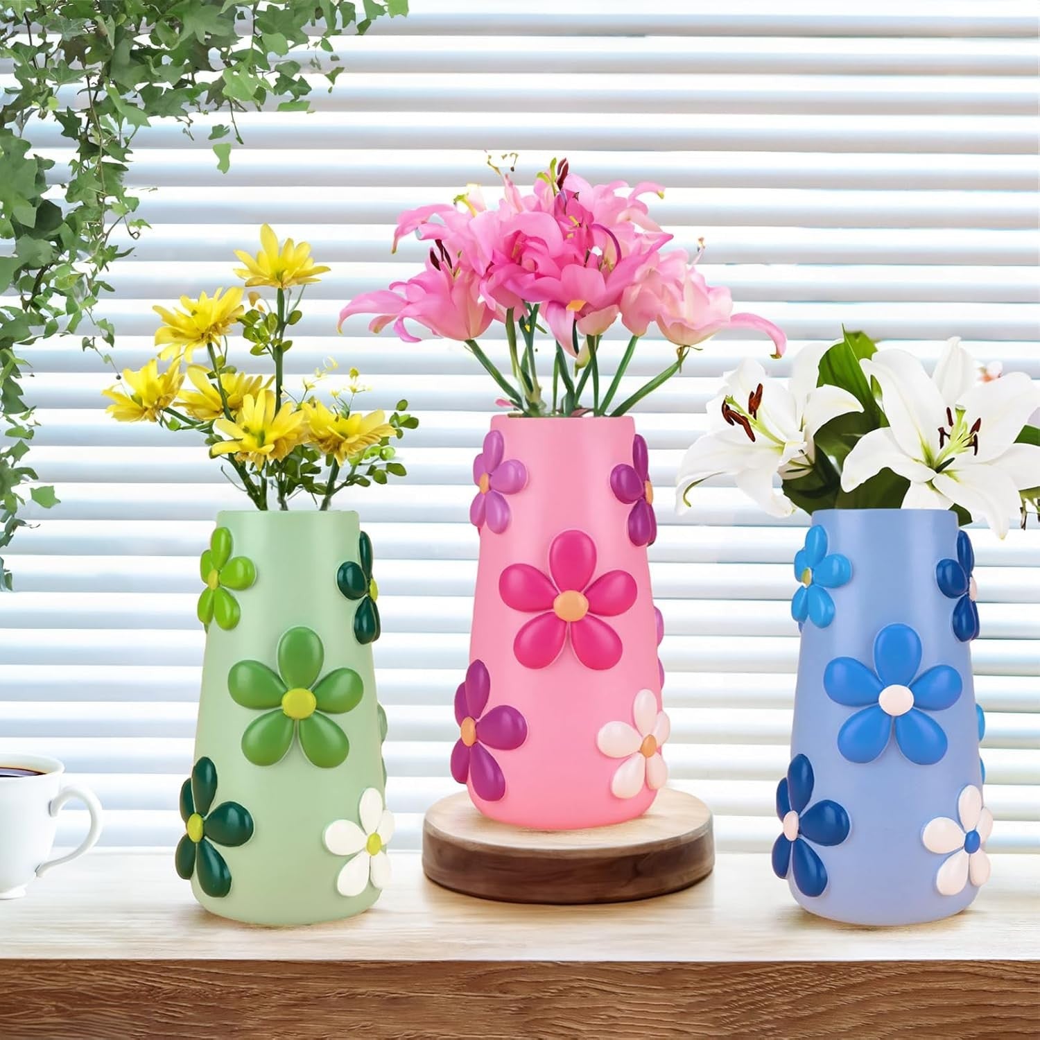 Pink Pastel Flower Vase Funky Mushroom Resin Vase Cute Table Home Decor