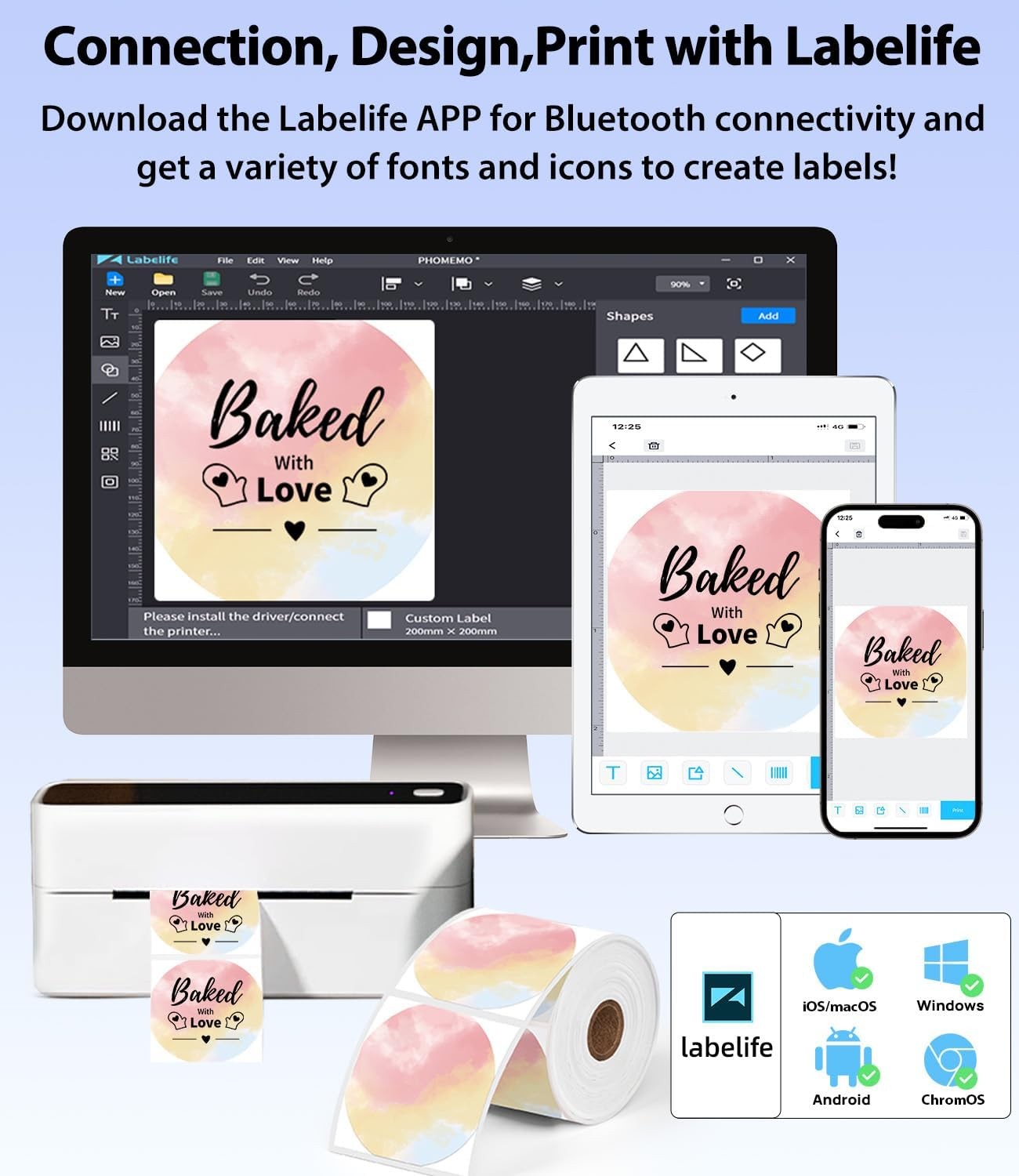 Phomemo 241BT Bluetooth Thermal Label Printer 4x6 – Shipping for Mac, Windows