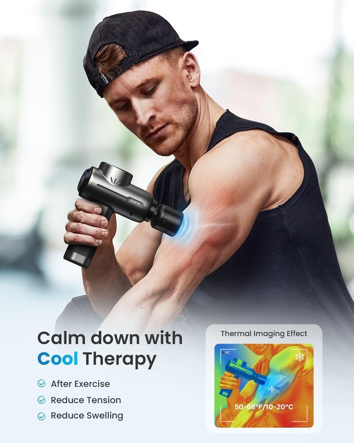Deep Tissue Massage Gun w/ Heat & Cold | Muscle Recovery, Pain Relief
