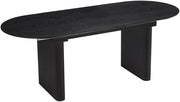Extending Black Wooden Dining Table 6 Seater Oval Modern Space Saving