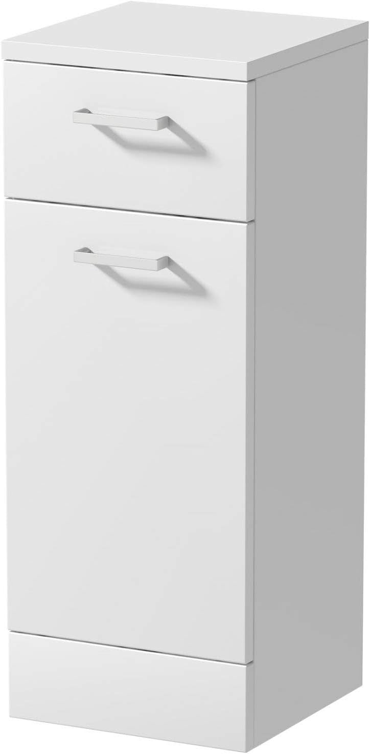 Slim White Bathroom Laundry Cabinet with Drawer Soft Close Door Storage