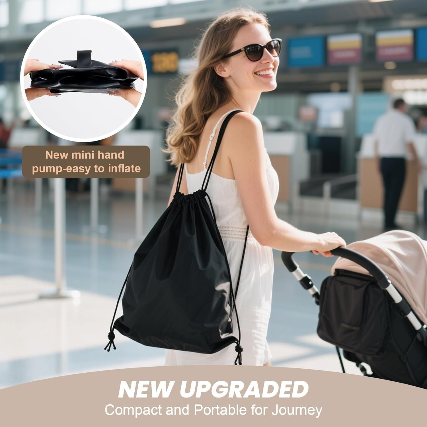 Inflatable Toddler Travel Bed for Airplane and Train with Safety Edges