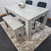 Modern Grey Dining Table Set with 2 Chairs & Bench – MDF Kitchen Set