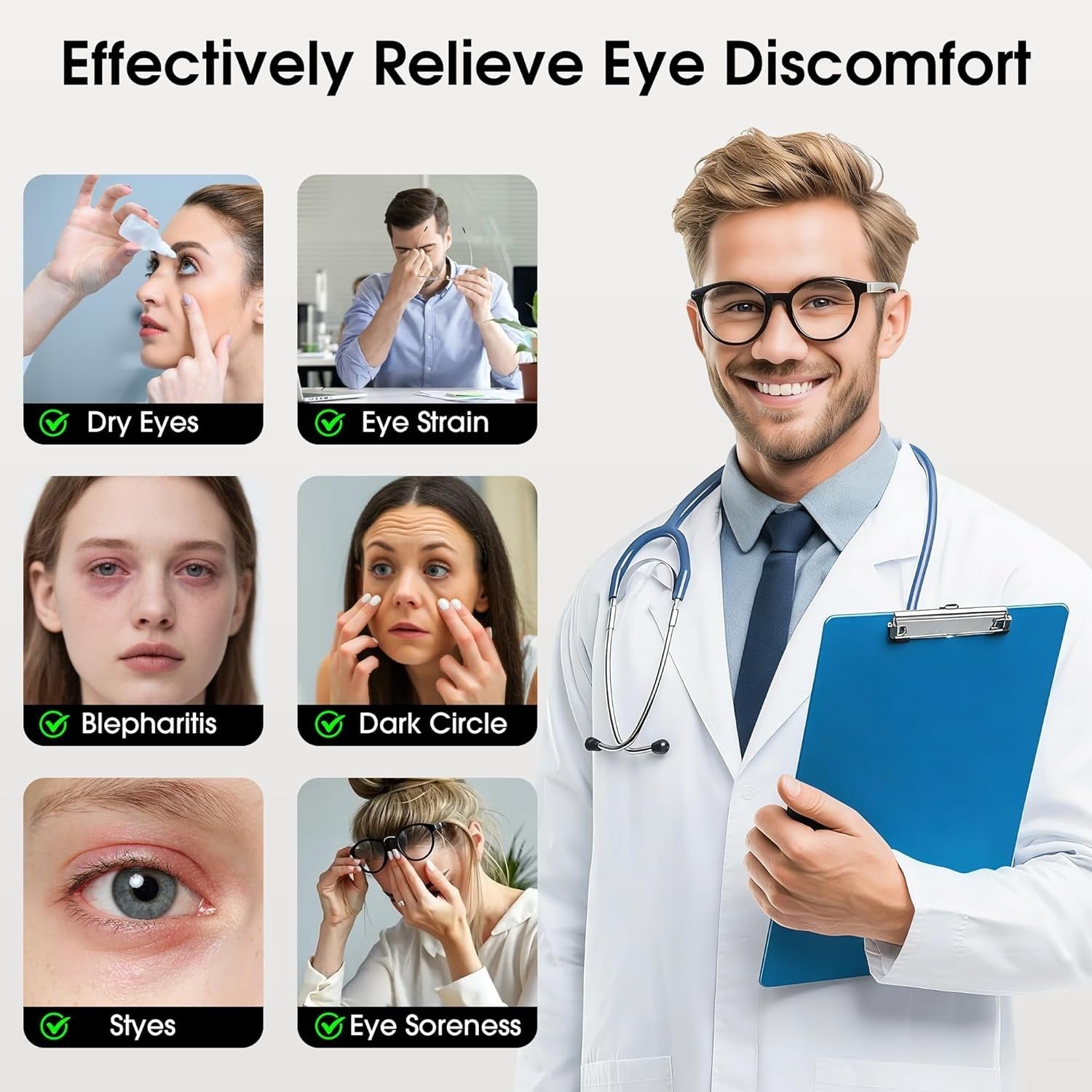 Cordless Heated Eye Mask Dry Eye Relief Sleep Blackout