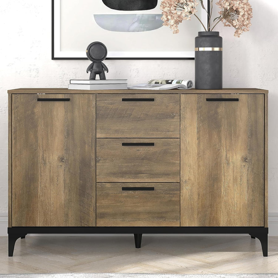 Oak Sideboard Cabinet 2 Door 3 Drawer Storage Unit Adjustable Shelves