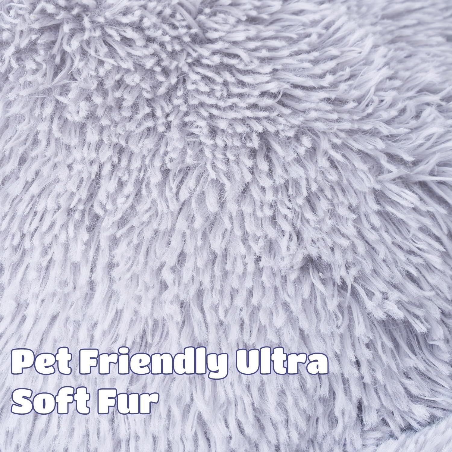 Large Calming Donut Dog Bed 80cm Plush Washable Anti Anxiety