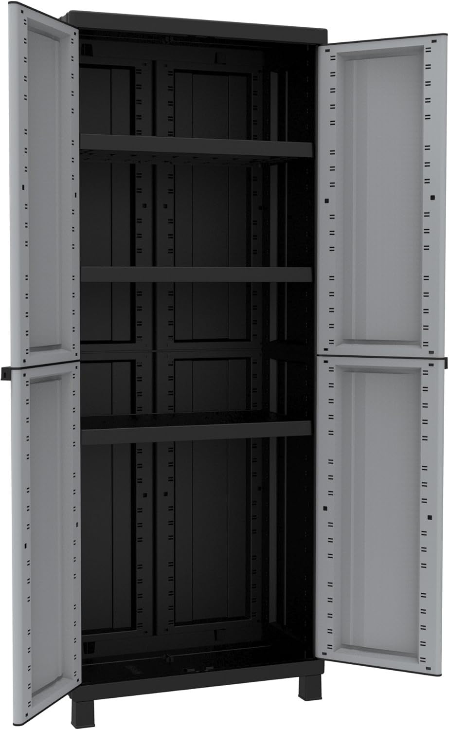 Lockable 2-Door Plastic Storage Cabinet with 3 Adjustable Shelves – 68x39x170cm