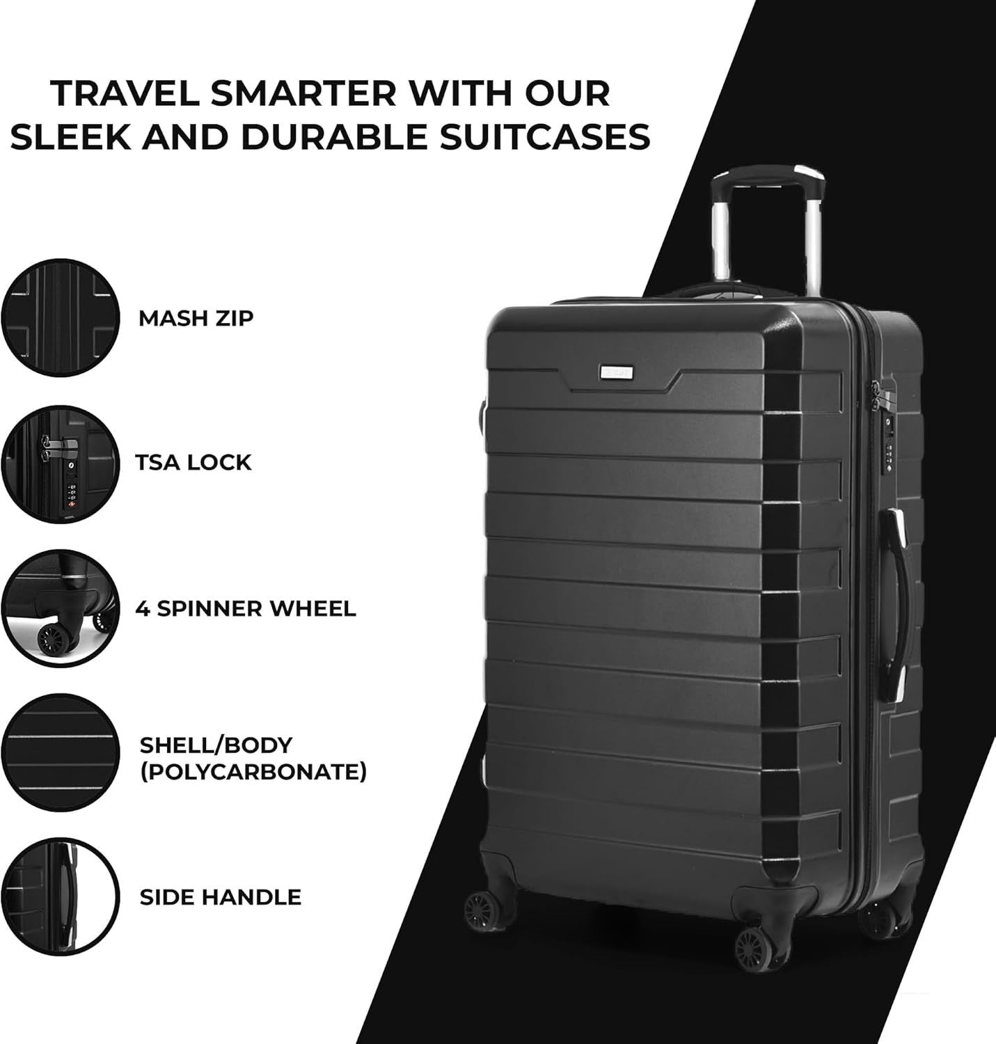 28'' Large Check In Suitcase PC Hard Shell Lightweight Spinner TSA