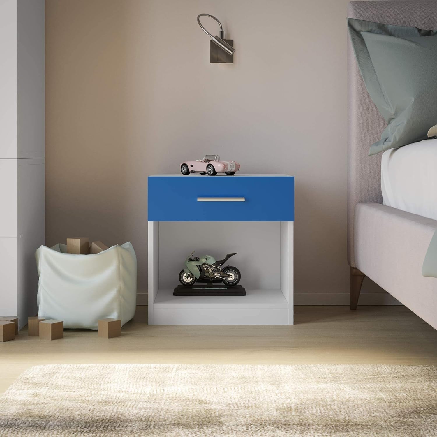 Kids 3pc Bedroom Set with Wardrobe, Chest & Bedside Table, Blue