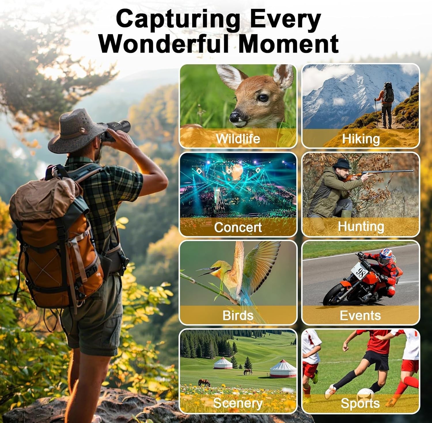 20x50 High Power Binoculars HD Waterproof BAK4 Prism for Bird Watching Travel
