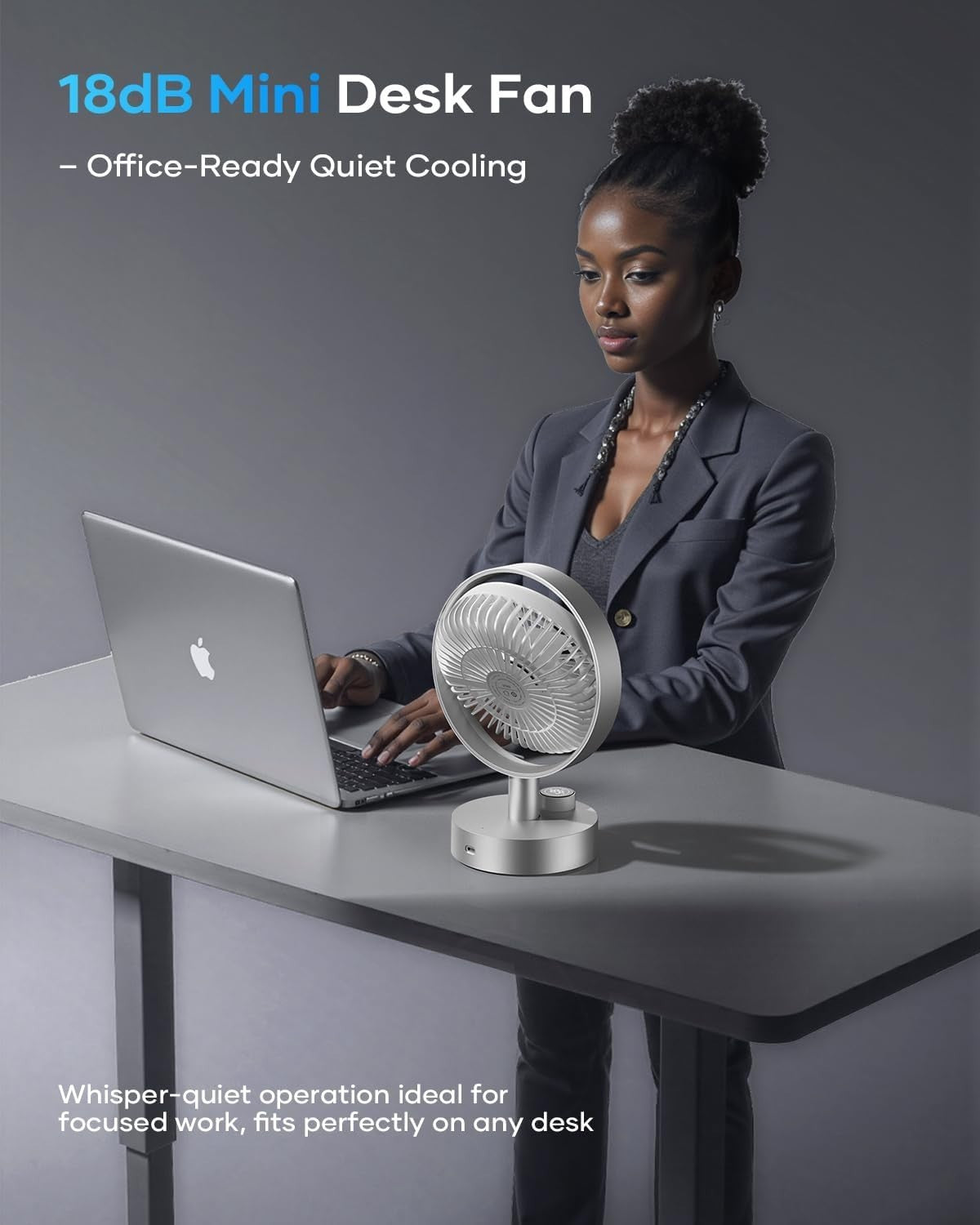 6.6-Inch Rechargeable Desk Fan – Quiet 10-Speed USB-C Air Circulator for Office