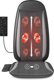 Shiatsu Back Massager Heat Deep Tissue Kneading Seat Cushion for Chair Home
