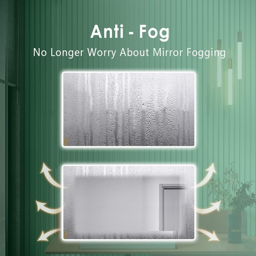 LED Bathroom Mirror 70x90cm Wall Mounted Demister Pad Light Touch Sensor
