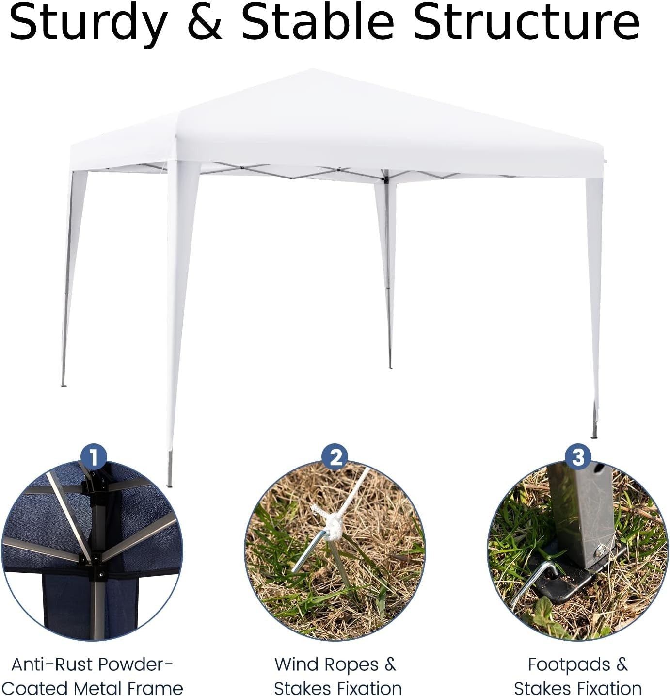 3x3m Pop Up Gazebo Waterproof UV Canopy Tent w/ Bag Height Adjustable