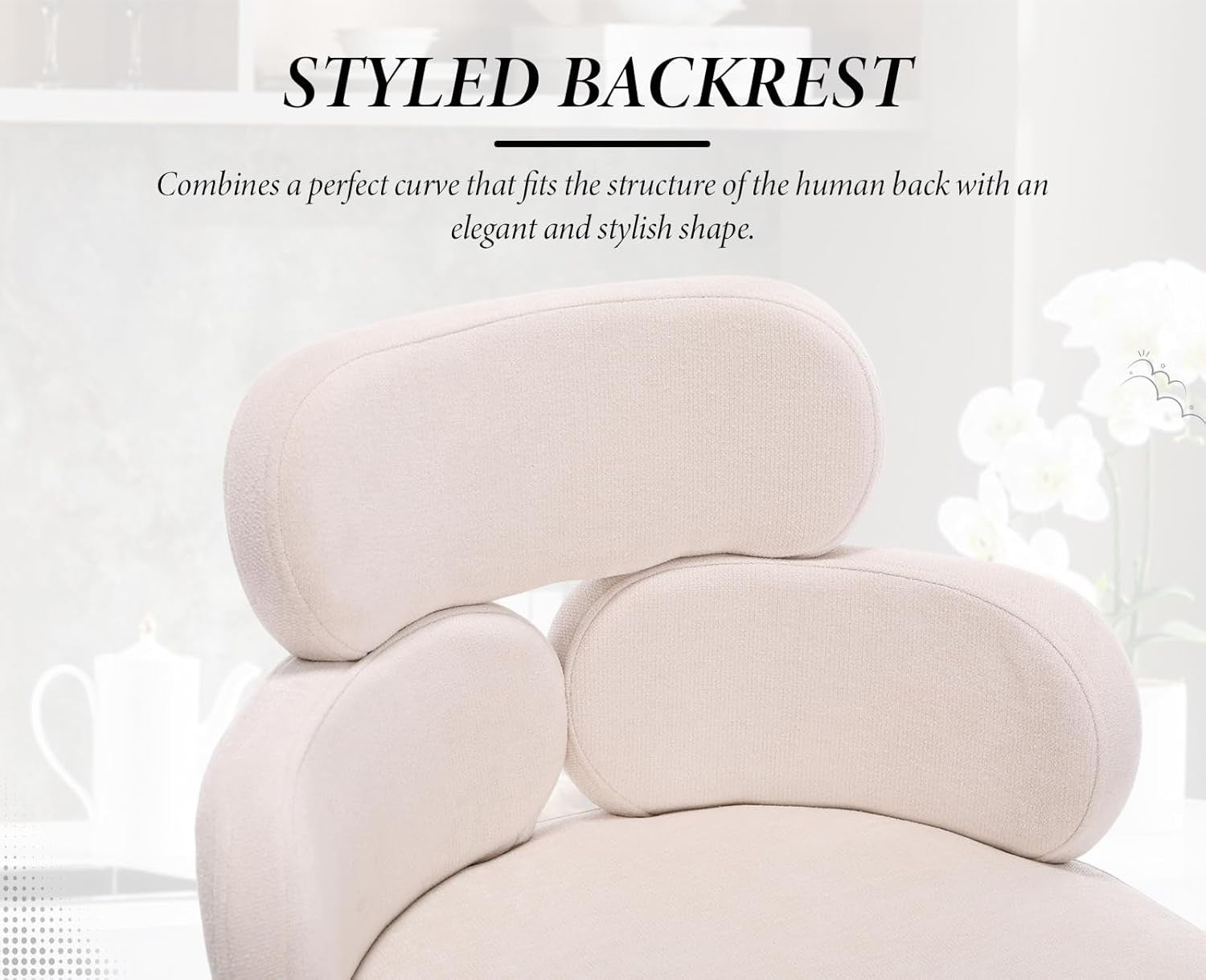 Modern Bar Stools 2pcs Beige Chenille Counter Kitchen Chairs