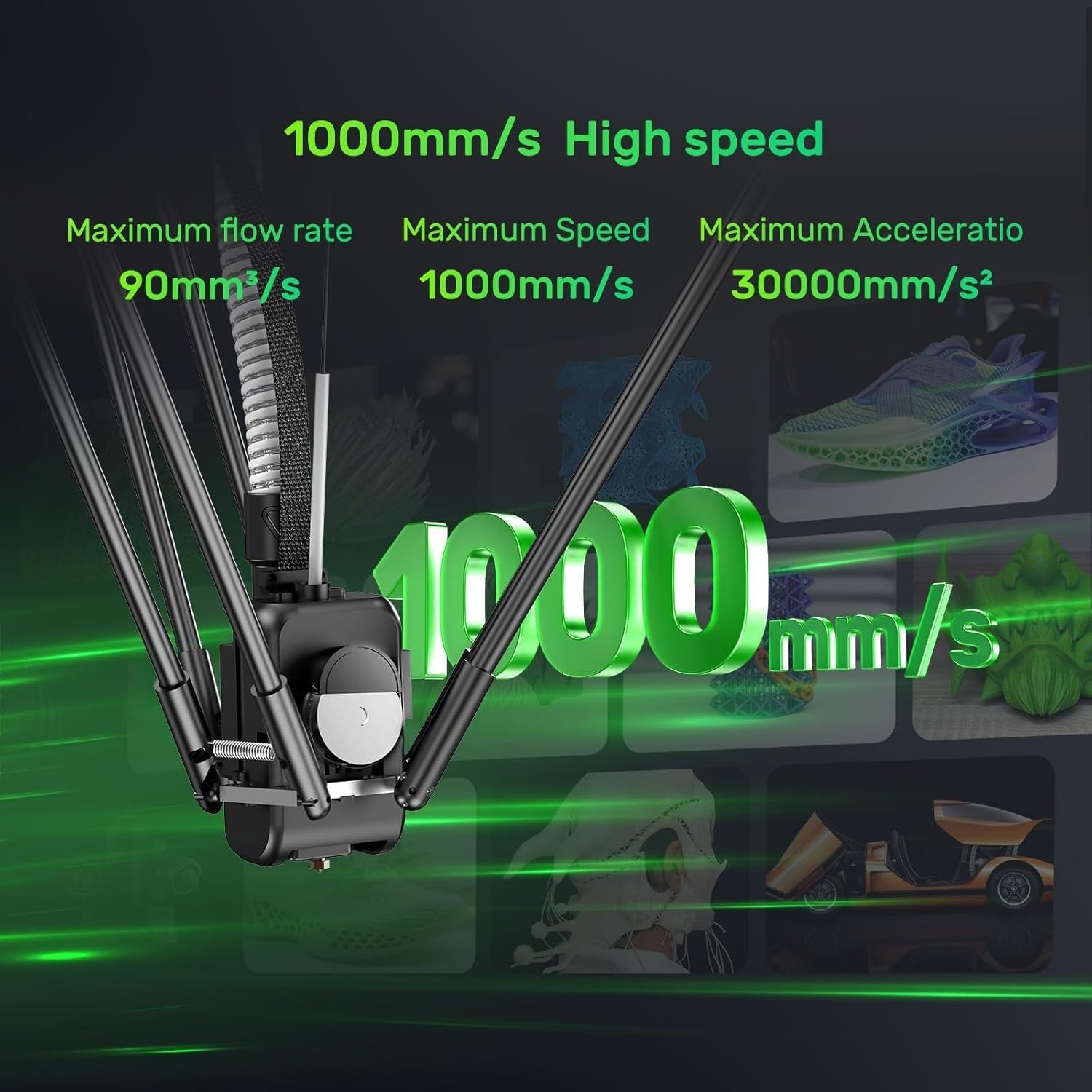 Ultra Fast Delta 3D Printer 1000mm/s Large Build Quiet Auto Level