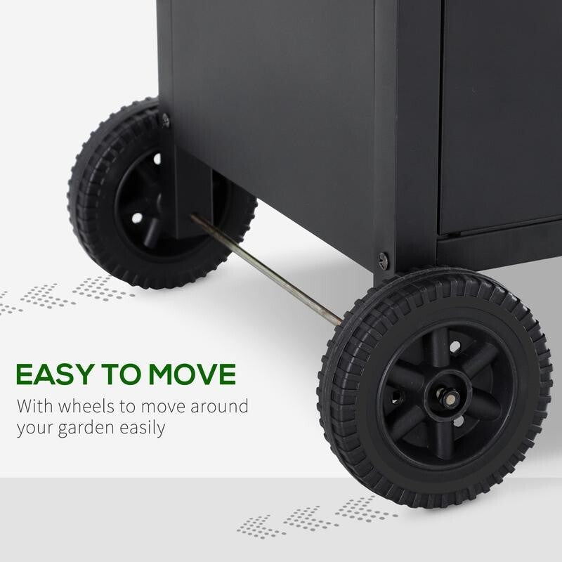 4+1 Gas BBQ Grill w/ Side Burner, Smoker Lid, Storage Cabinet & Wheels