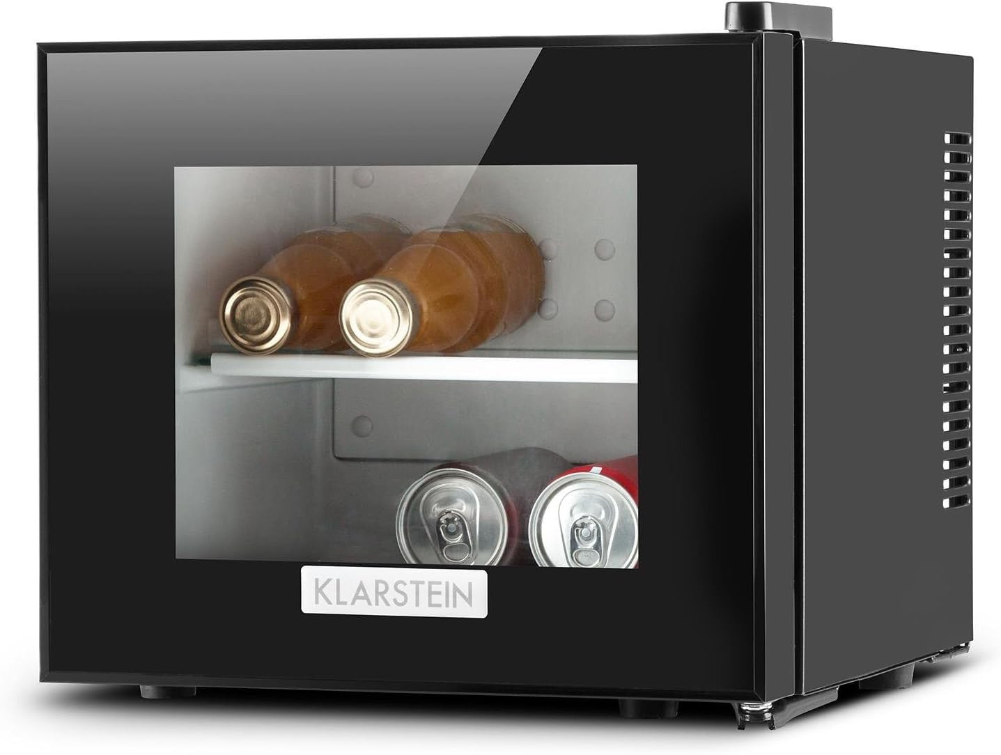Mini Fridge Frosty 10L Compact Cooler Glass Door LED Energy Saving Black 12-18°C