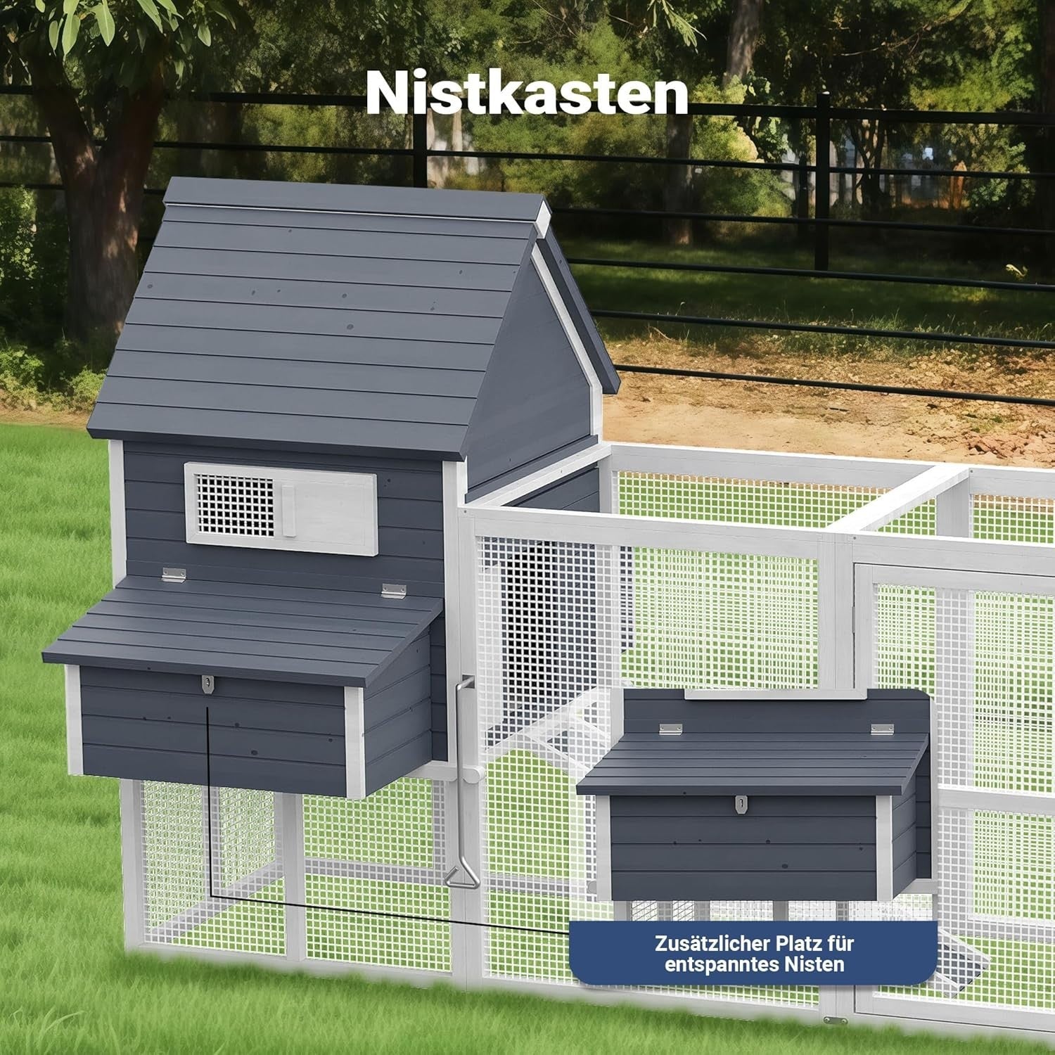 Large Grey Chicken Coop 310x150x150cm Run Nest Box