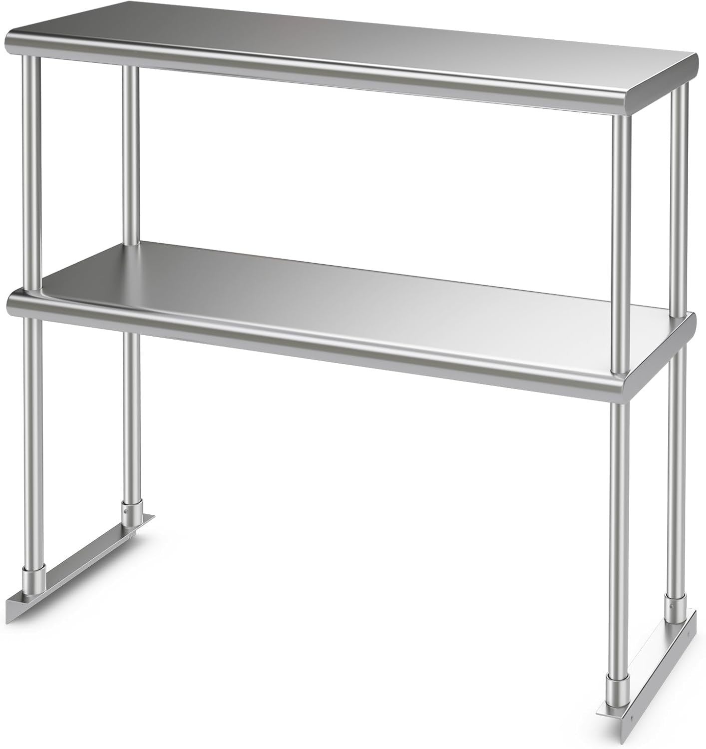 Stainless Steel Double Overshelf 92x30cm Heavy Duty Adjustable 2-Tier Prep Rack