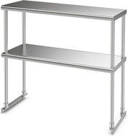 Stainless Steel Double Overshelf 92x30cm Heavy Duty Adjustable 2-Tier Prep Rack