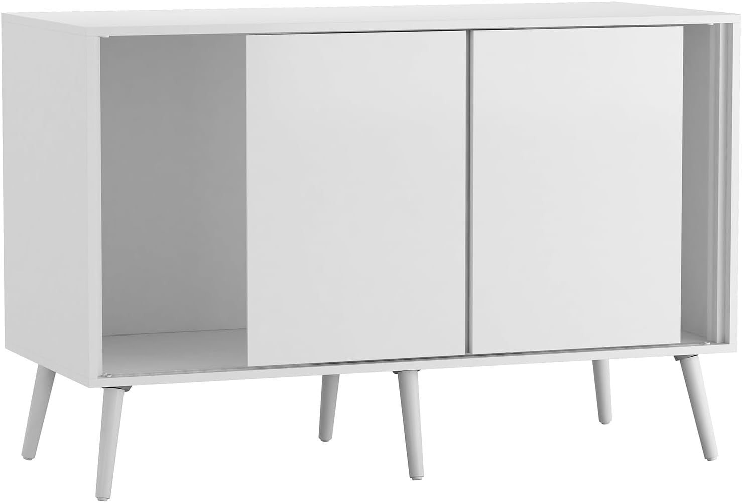 Modern White 3 Door Sideboard Cabinet Storage Unit with Sliding Doors