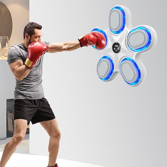 Music Boxing Machine Wall Mounted LED Smart Punch Trainer Gloves Home Gym