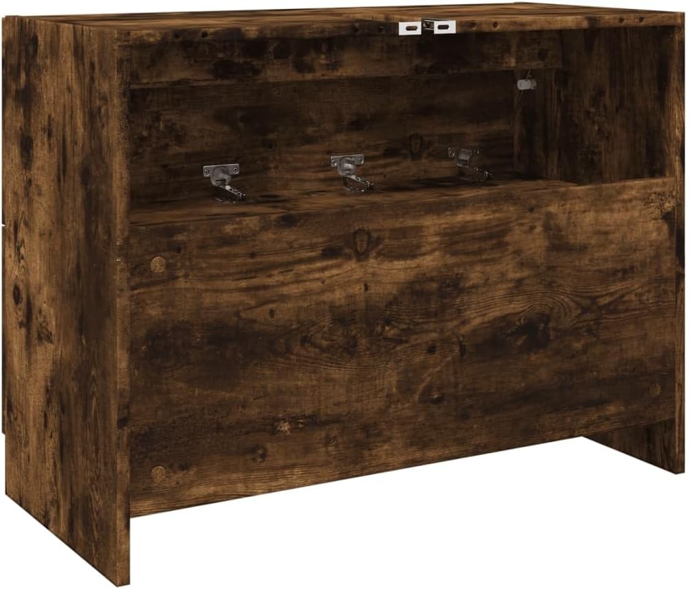 Smoked Oak Bathroom Sink Cabinet 78x37x59cm Modern Under Sink Vanity Storage