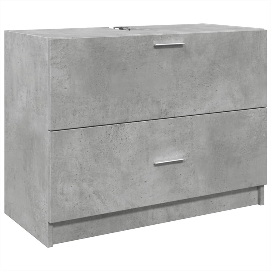 Concrete Grey Under Sink Bathroom Cabinet 78x37x59cm Modern Vanity Storage